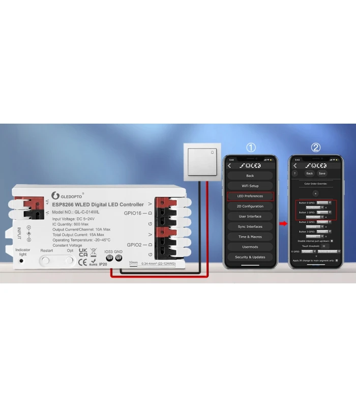 Sterownik LED WLED Magic Pixel RGBIC WiFi ESP8266 Home Assistant WS281x