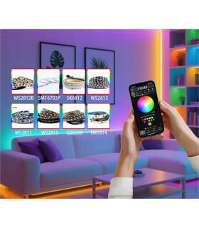 Sterownik LED WLED RGB WiFi ESP32 Home Assistant WS281x MIKROFON - 4 KANAŁY
