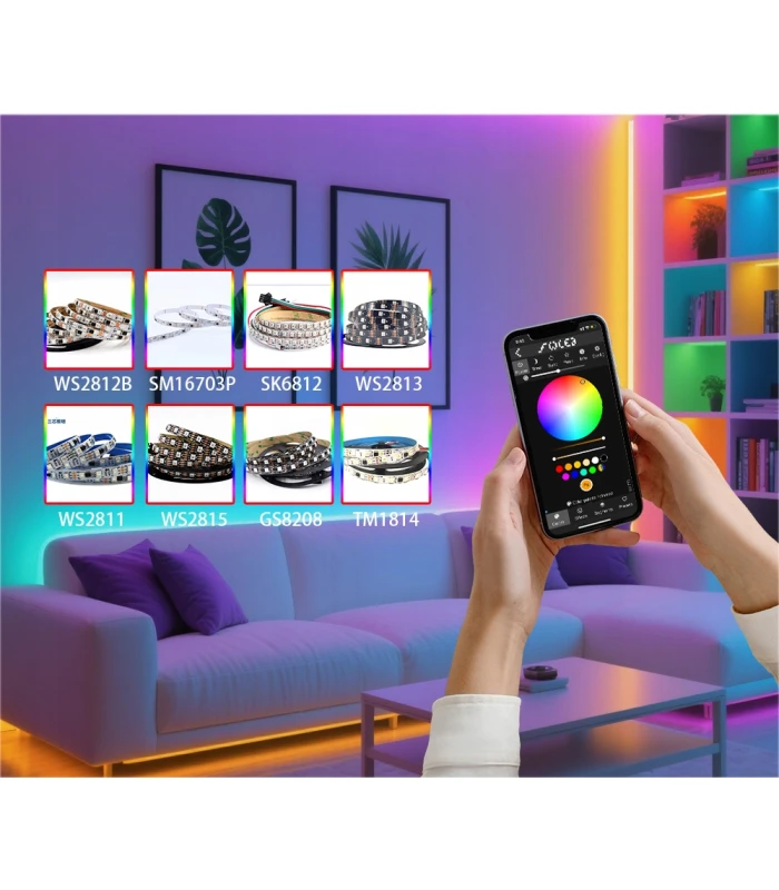 Sterownik LED WLED RGB WiFi ESP32 Home Assistant WS281x MIKROFON - 4 KANAŁY