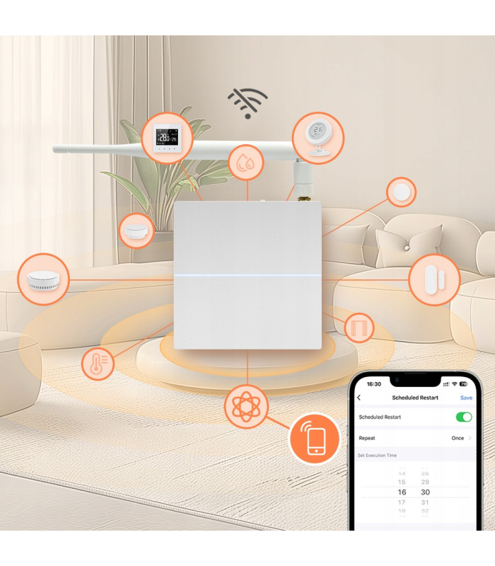 Bramka ZigBee 3.0 LAN RJ45 Mostek TUYA Smart Life gniazdo USB-C antena 3dBi