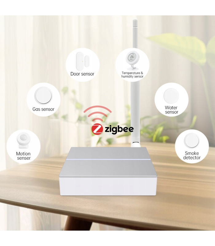 Bramka ZigBee 3.0 LAN RJ45 Mostek TUYA Smart Life gniazdo USB-C antena 3dBi