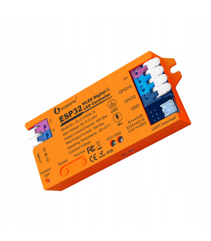 Sterownik WLED Magic Pixel RGBIC WiFi ESP32 Home Assistant MQTT UART USB-C