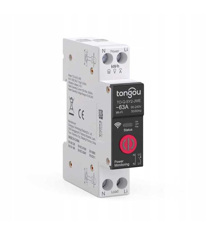 Przekaźnik WiFi 63A pomiar prądu DIN eWeLink Sonoff funkcje zabezpieczające