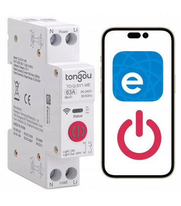 Przekaźnik WiFi 16A na szynę DIN włącznik wyłącznik ON OFF eWeLink Sonoff