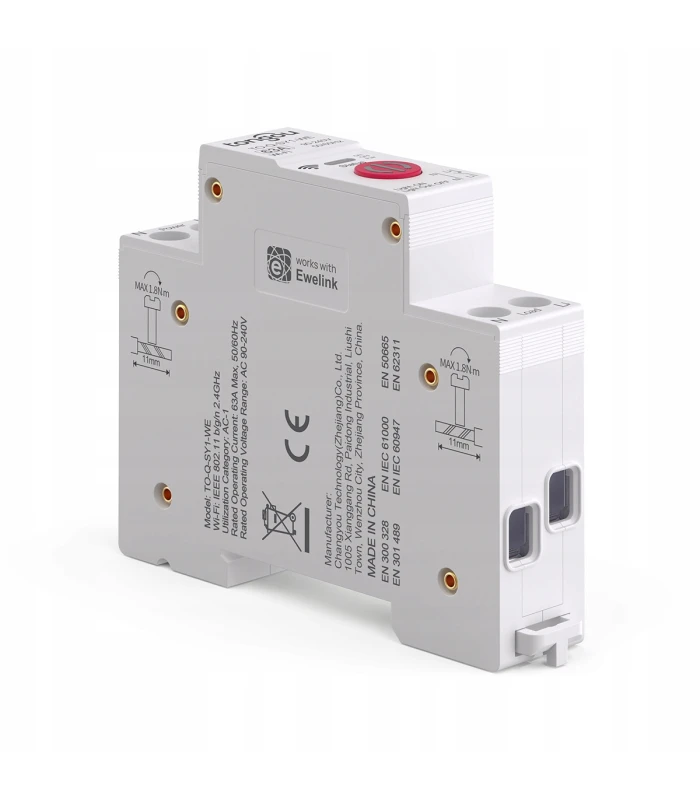 Przekaźnik WiFi 16A na szynę DIN włącznik wyłącznik ON OFF eWeLink Sonoff