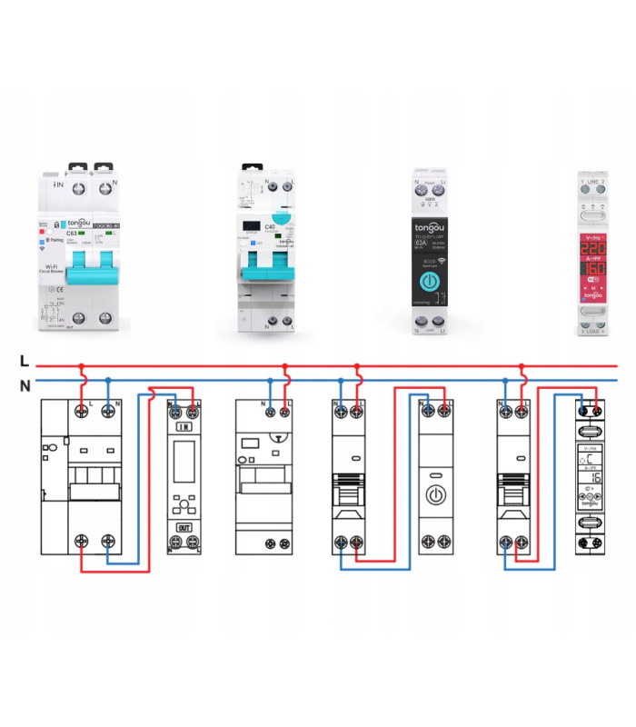 Przekaźnik WiFi 63A pomiar prądu DIN eWeLink Sonoff funkcje zabezpieczające