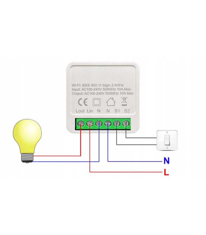 Przekaźnik WiFi TUYA Smart Life Gniazdko Włącznik 10A POMIAR prądu energii