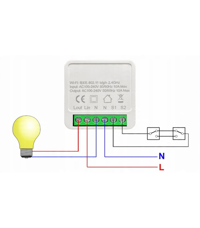 Przekaźnik WiFi TUYA Smart Life Gniazdko Włącznik 10A POMIAR prądu energii