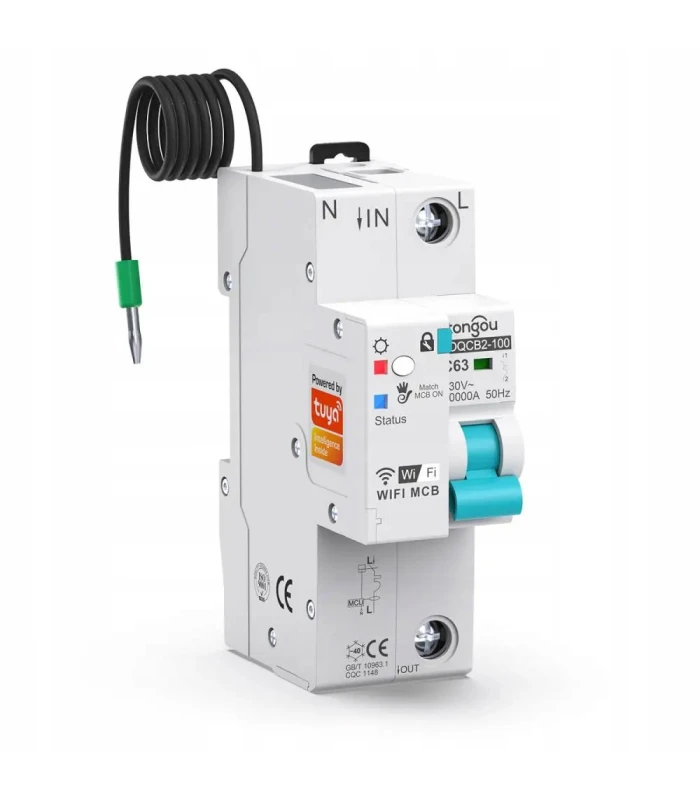 Inteligentny bezpiecznik nadprądowy C63 przekaźnik WiFi TUYA pomiar prądu