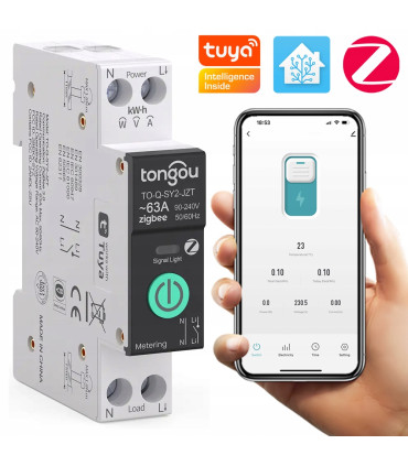 Przekaźnik ZigBee 63A pomiar prądu bezpiecznik TUYA Smart Home Assistant