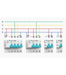 Bezpiecznik nadprądowy 3-fazowy 3P C63 przekaźnik WiFi TUYA pomiar prądu