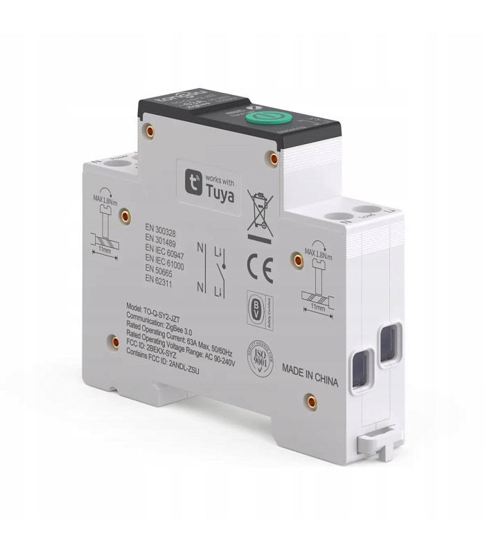 Przekaźnik ZigBee 63A pomiar prądu bezpiecznik TUYA Smart Home Assistant