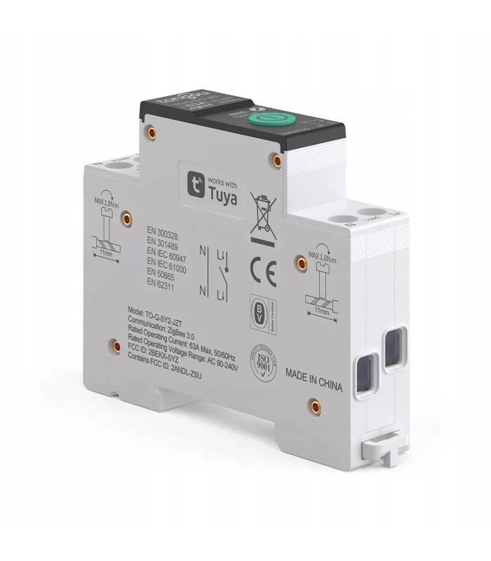 Przekaźnik ZigBee 63A pomiar prądu bezpiecznik TUYA Smart Home Assistant