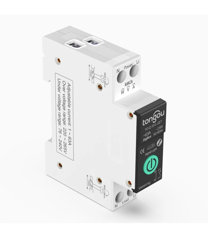 Przekaźnik ZigBee 63A pomiar prądu bezpiecznik TUYA Smart Home Assistant
