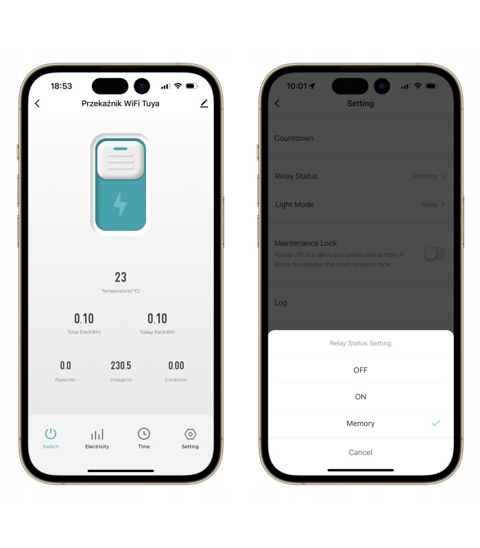 Przekaźnik WiFi 16A WODOODPORNY puszka IP67 TUYA Smart Life pomiar prądu