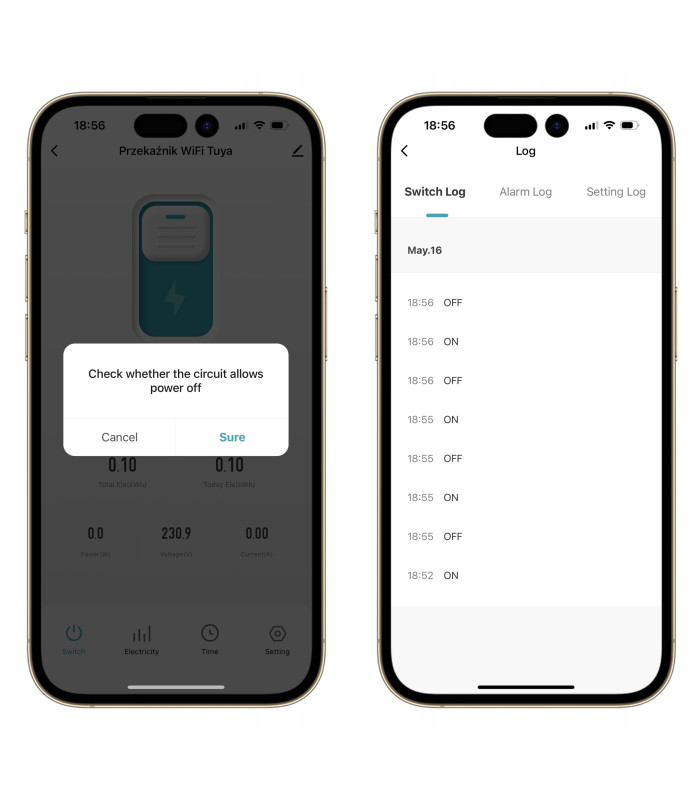 Przekaźnik WiFi 16A WODOODPORNY puszka IP67 TUYA Smart Life pomiar prądu
