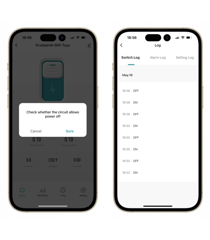 Przekaźnik WiFi 16A WODOODPORNY puszka IP67 TUYA Smart Life pomiar prądu
