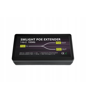 Extender PoE Ethernet RJ45 Przedłużacz Sygnału Zasięgu do 100m 2x 100Mbps