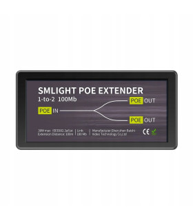 Extender PoE Ethernet RJ45 Przedłużacz Sygnału Zasięgu do 100m 2x 100Mbps