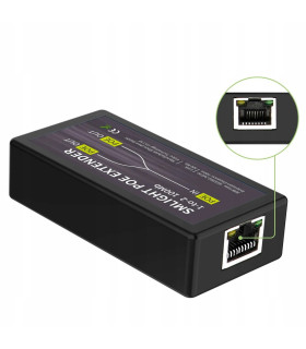 Extender PoE Ethernet RJ45 Przedłużacz Sygnału Zasięgu do 100m 2x 100Mbps