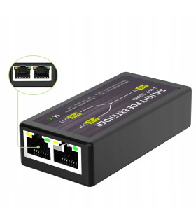 Extender PoE Ethernet RJ45 Przedłużacz Sygnału Zasięgu do 100m 2x 100Mbps