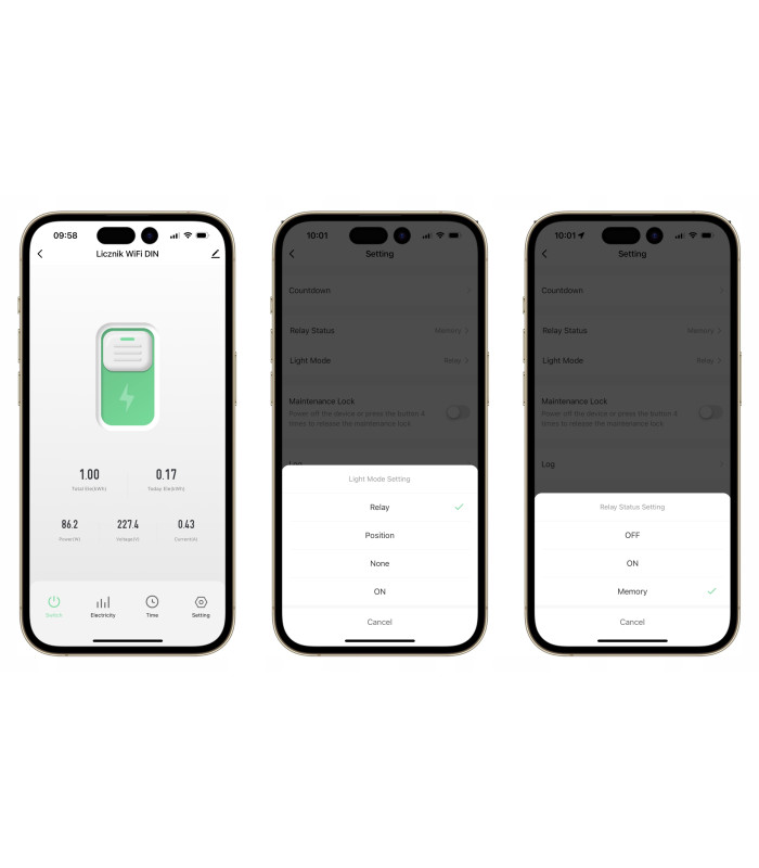 Przekaźnik WiFi 16A z pomiarem prądu i bezpiecznik B16 TUYA Smart Life