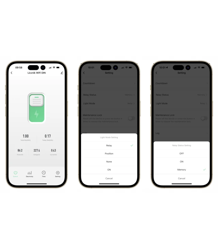 Przekaźnik WiFi 16A z pomiarem prądu i bezpiecznik B16 TUYA Smart Life