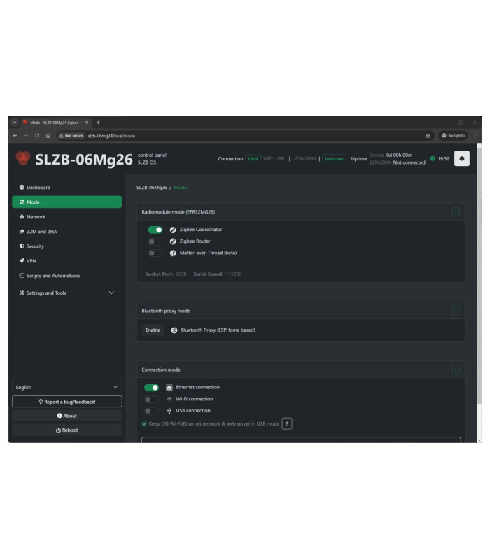 Adapter ZigBee SLZB-06mg26 EFR32MG26 PoE Home Assistant ZigBee2MQTT