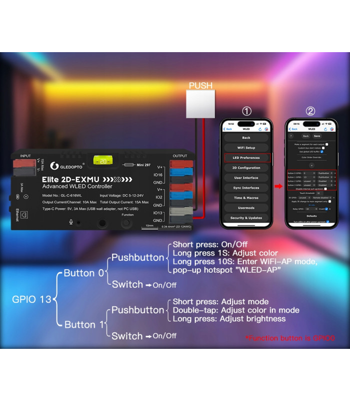 Sterownik WLED WiFi ESP32 Ethernet RJ45 PWM Pixel LED WS281x MQTT