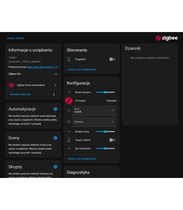 Fingerbot ZigBee TUYA Smart Life Robot Przycisk Włącznik Przełącznik Switch