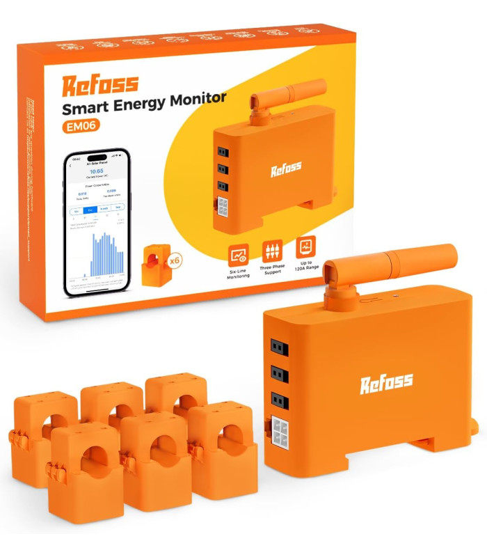 Licznik energii prądu WiFi Home Assistant MQTT Solar PV 6x przekładnik 120A