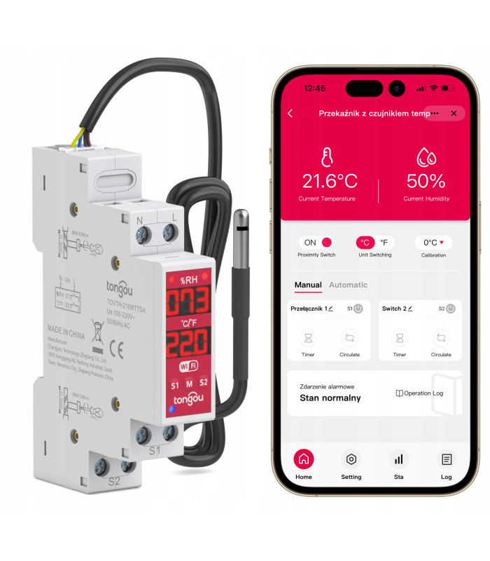 Dwukanałowy przekaźnik AC DC REGULATOR temperatury wilgotności WiFi TUYA