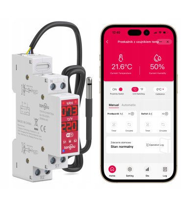 Dwukanałowy przekaźnik AC DC REGULATOR temperatury wilgotności WiFi TUYA