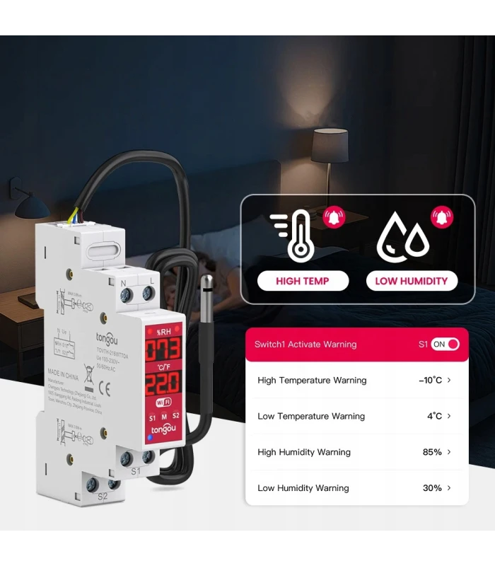 Dwukanałowy przekaźnik AC DC REGULATOR temperatury wilgotności WiFi TUYA