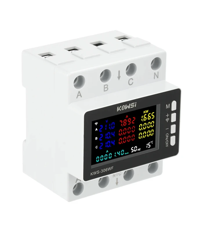 Trójfazowy Licznik Energii Prądu Watomierz WiFi TUYA przekaźnik 80A LCD DIN