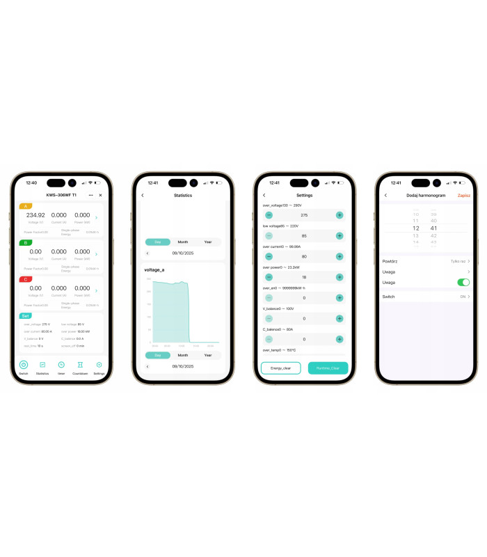 Trójfazowy Licznik Energii Prądu Watomierz WiFi TUYA przekaźnik 80A LCD DIN
