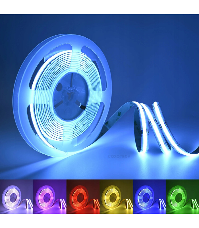 Taśma pasek LED COB RGB 12V rolka 5 metrów 810 LED/m NEON MOCNA IP20