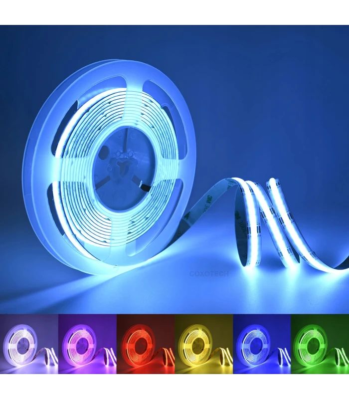 Taśma pasek LED COB RGB 12V rolka 5 metrów 810 LED/m NEON MOCNA IP20