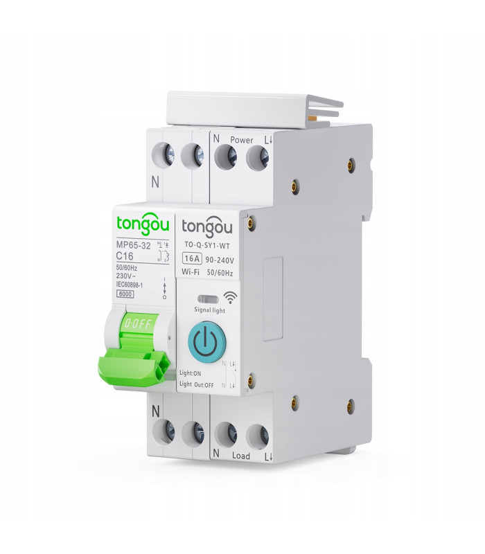 Inteligentny Przekaźnik WiFi 16A bezpiecznik B16 szyna DIN TUYA Smart Life