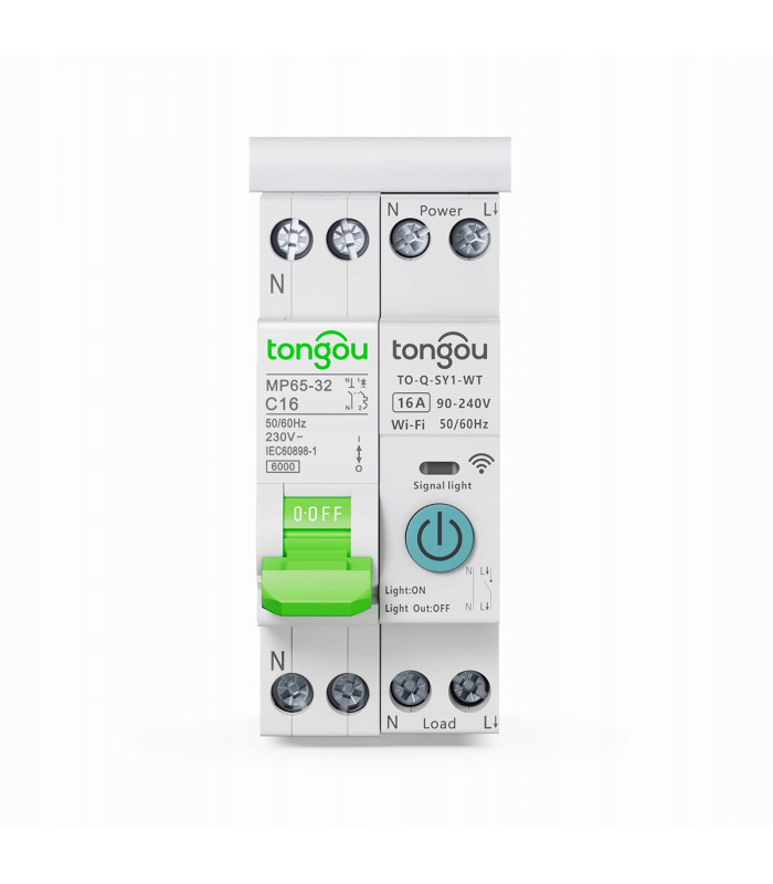 Inteligentny Przekaźnik WiFi 16A bezpiecznik B16 szyna DIN TUYA Smart Life