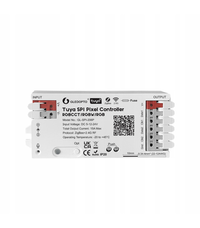 Sterownik ZigBee LED SPI TUYA Pixel RGBIC WS281x MIKROFON do cyfrowych taśm