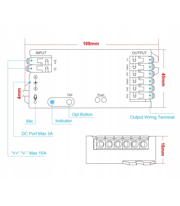 Sterownik WiFi LED SPI TUYA Pixel RGBIC WS281x MIKROFON do cyfrowych taśm