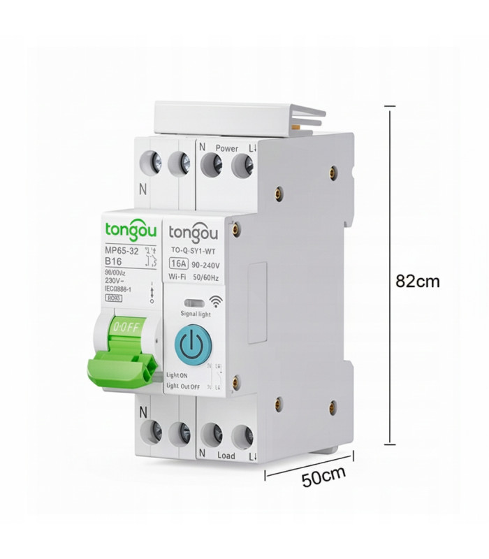 Inteligentny Przekaźnik WiFi 16A bezpiecznik B16 szyna DIN TUYA Smart Life