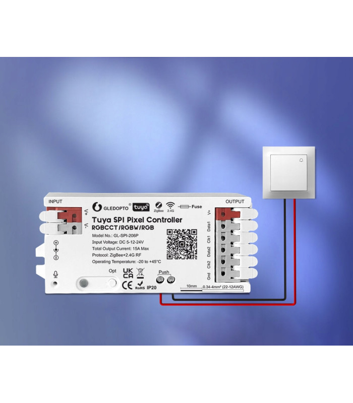 Sterownik ZigBee LED SPI TUYA Pixel RGBIC WS281x MIKROFON do cyfrowych taśm