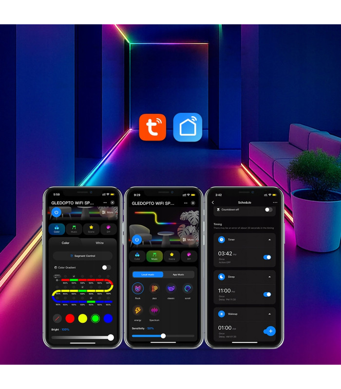 Sterownik ZigBee LED SPI TUYA Pixel RGBIC WS281x MIKROFON do cyfrowych taśm