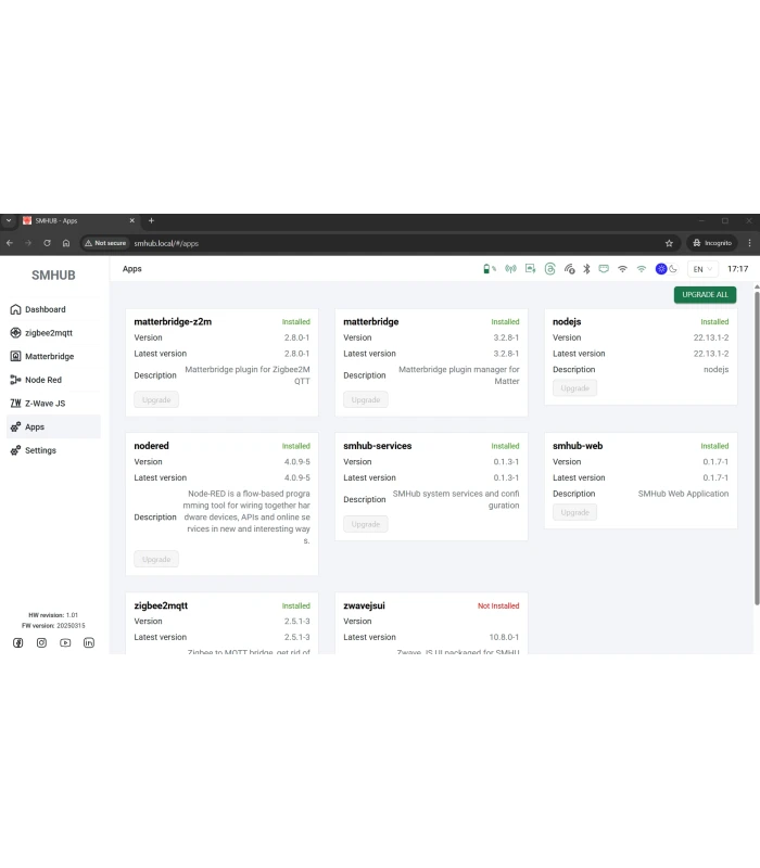 SMHUB Centralka Bramka Mostek ZigBee MQTT ZHA Matter Thread Home Assistant