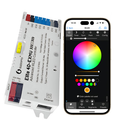 Sterownik LED WLED RGBIC WiFi ESP32 Ethernet RJ45 PWM WS281x MQTT 4 KANAŁY