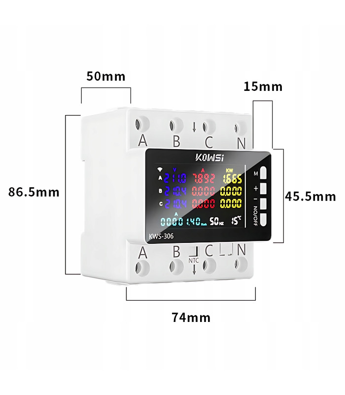 Trójfazowy licznik energii prądu mocy watomierz przekaźnik 80A z LCD na DIN