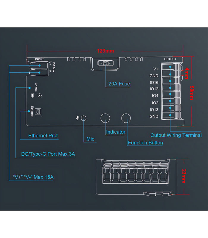 Sterownik LED WLED RGBIC WiFi ESP32 Ethernet RJ45 PWM WS281x MQTT 4 KANAŁY