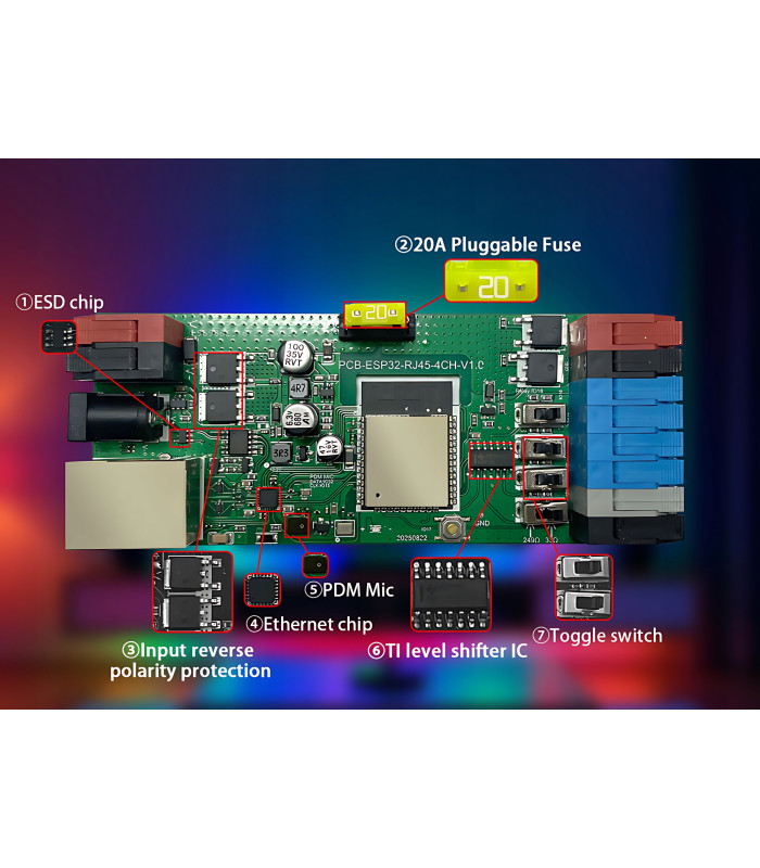 Sterownik LED WLED RGBIC WiFi ESP32 Ethernet RJ45 PWM WS281x MQTT 4 KANAŁY